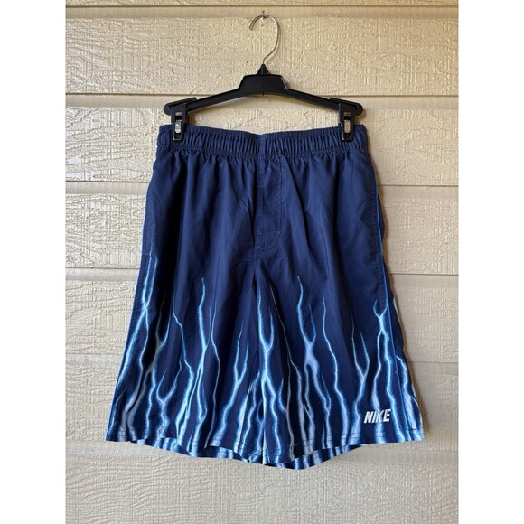 NIKE mens Navy Drawstring Inner Pocket Swim Short Trunks size Medium 9.5" inseam - Picture 1 of 5